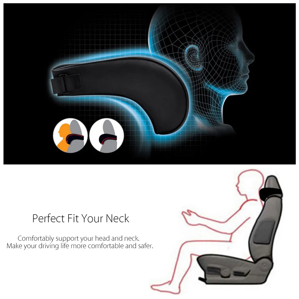 1PCS PU Leather Auto Car Neck Pillow Memory Foam Pillows Neck Rest Seat Headrest Cushion Pad 3 Colors High Quality