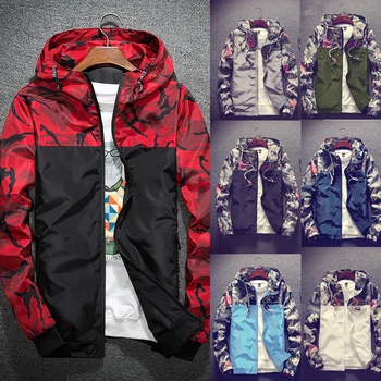 

Men's Thin Windbreaker Slim Casual Jacket Hooded Coat Hoodie Zipper Up Overcoat