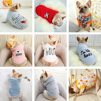 

Summer Dog T-shirt Striped Printing Letters Dog Vest Pet Clothes For Keji Fat Dog French Bulldog Two Legs S-XXL DOGGYZSTYLE