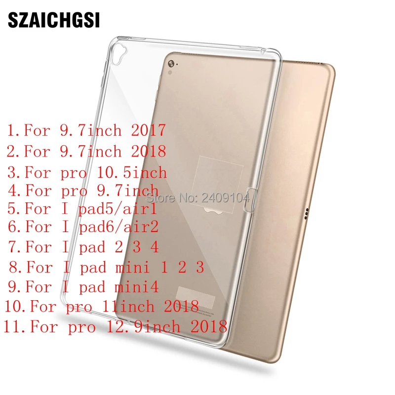 wholesale 100pcs/lot Ultra-thin Clear TPU Soft Cover Case For iPad Pro 11 12.9 2018 9.7 2 3 4 5 6 Air Mini Transparent | Аксессуары для