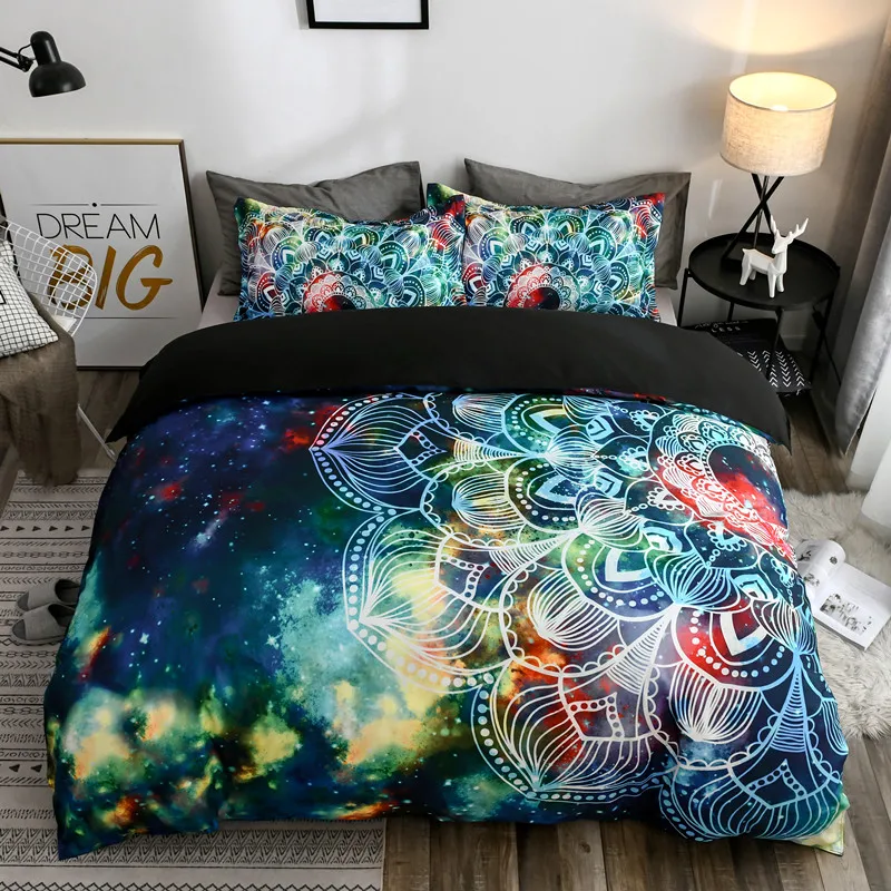 Fanaijia boho постельного белья Король Размер 3dMandala постельное белье с наволочкой