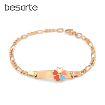 

6PCS Wholesale Cute Girls Bracelets Baby Jewelry Gift Heart Bracelet Gold Chain Bracelets Enfants Pulsera Bebe Bracelete B0929