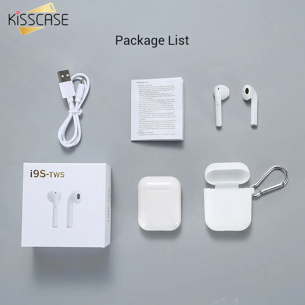 KISSCASE I9S TWS мини спортивные беспроводные Bluetooth наушники для samsung Bluetooth вкладыши с микрофоном наушники для iPhone X Xs Max 7 8
