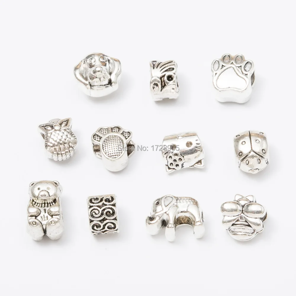 

Animal Metal Bead Tibetan Metal Beads Antique Silver Loose Spacer Beads for Jewelry Making DIY Bracelet Charms 10pcs