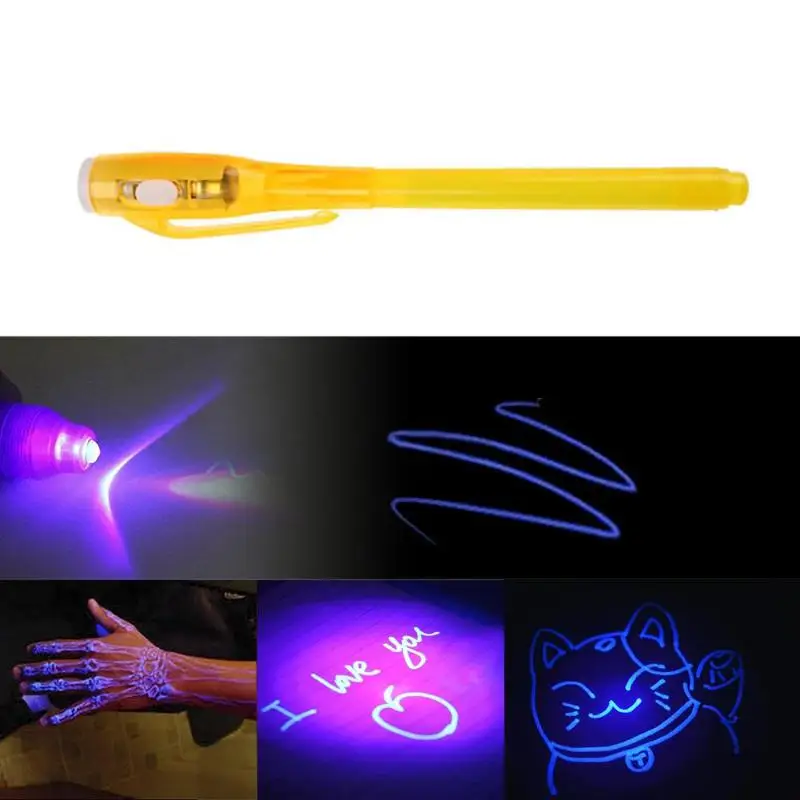 Светящийся светильник с большой головкой, волшебная фиолетовая ручка, 2 в 1, УФ-черный светильник, комбинированный рисунок, Невидимая ручка с чернилами, Обучающие Развивающие игрушки для детей