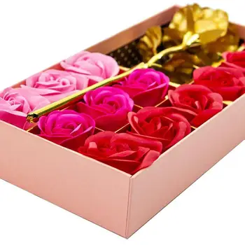 

12pcs/Box Rose Flower Petal Scented Soap Gold Foil Flower Valentine's Day Gift Home Wedding Decoration