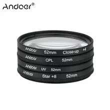 Andoer 52 мм объектив фильтр Ультрафиолетовый+ Поляризационный+ насадочная линза+ 4+ звезда 8-точечный фильтр круговой поляризационный фильтр для цифровой зеркальной камеры Nikon Canon Pentax sony DSLR Камера объектив