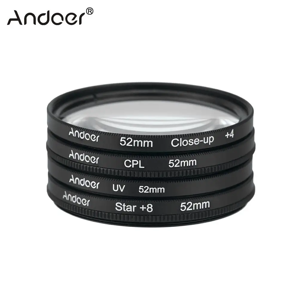 

Andoer 52mm Lens UV+CPL+Close-Up+4 +Star 8-Point Filter Circular Polarizer Filter for Nikon Canon Pentax Sony DSLR Camera Lens