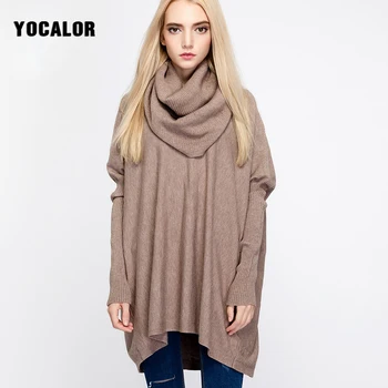 

2018 Poncho Knitting Long Sleeve Oversized Sweater Women Sweaters Pullovers Turtleneck Female Women's Winter Clothing Pull Femme