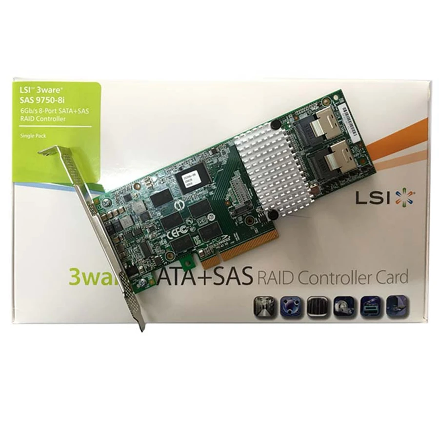 Eastforfuy LSI 3ware 9750-8i LSI00214 PCI-E2.0x8 LSISAS2108 512 Мб кэш-контроллер SFF8087 MiniSAS, Кабель SAS в комплект не входит