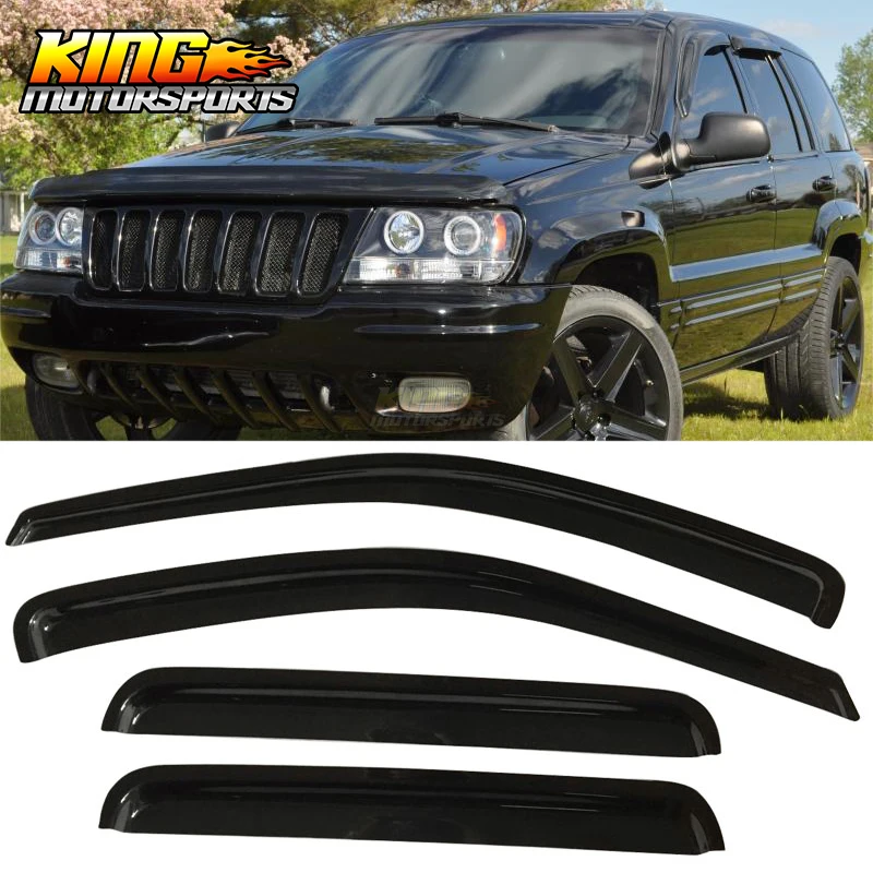 Подходит для 99-04 Jeep Grand Cherokee оконные козырьки акриловые дымовые тонированные 4 шт. комплект