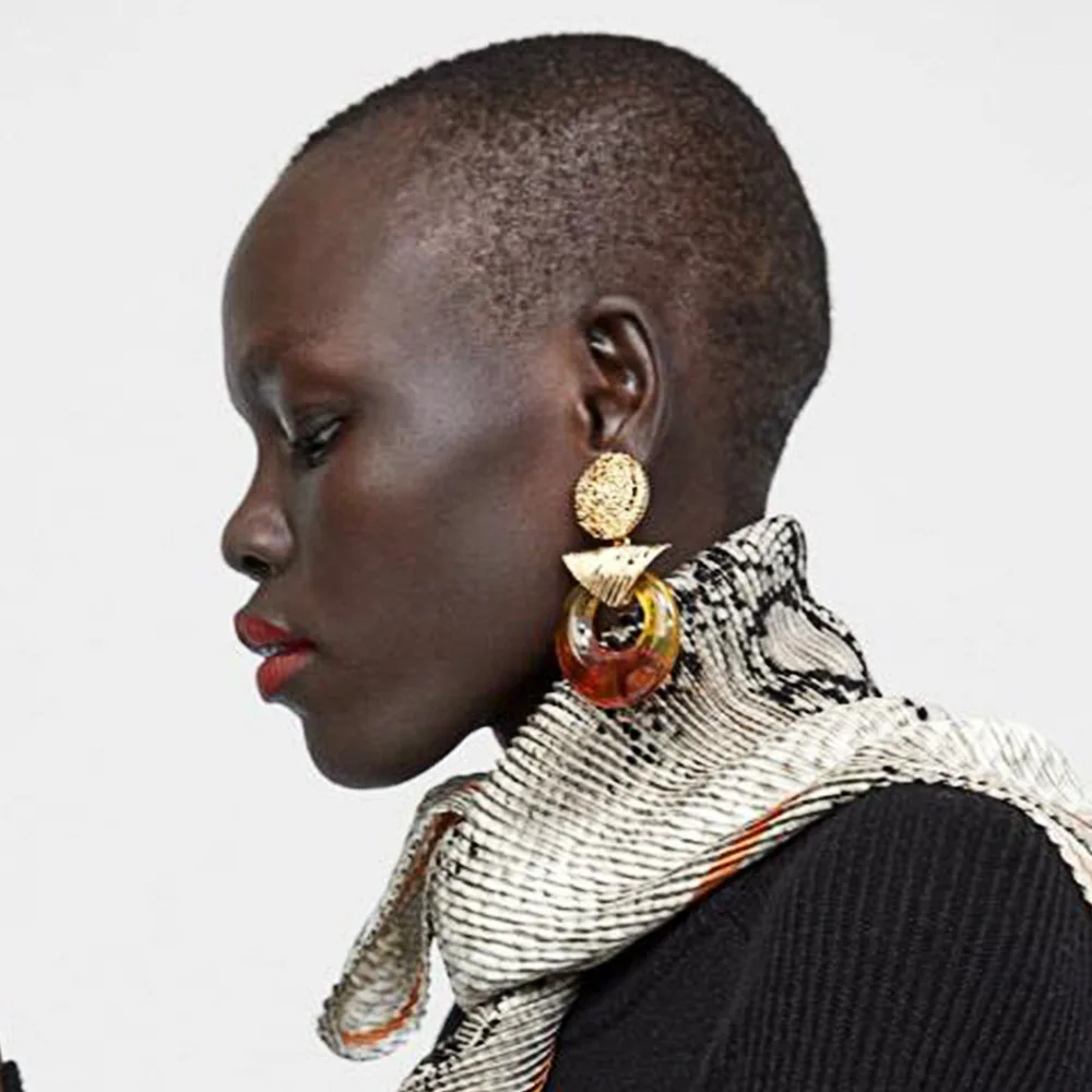 

GEREIT New Design ZA Women Jewelry Luxury Alloy Earrings 3 Color Acrylic Drop Earrings For Women Party Statement Jewelry Gifts