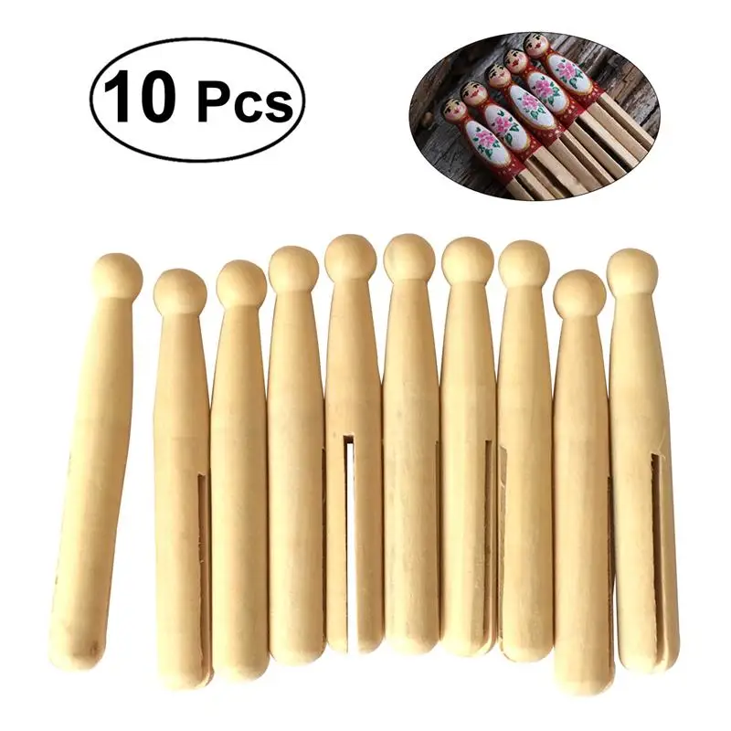 

10 Pcs Wood Clothespin DIY Plain Blank Wooden Peg Dolls Bride Figures Wedding Cake Toppers Crafts