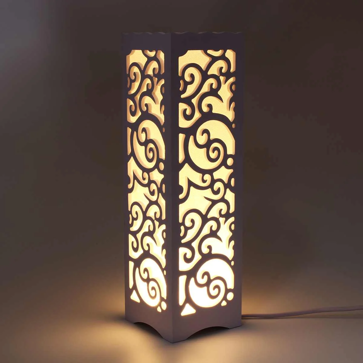  Electric Modern LED Table Lamp Classic Wooden Desk Bedside Lighting Openwork Carved Study Bedroom D - 32967555505