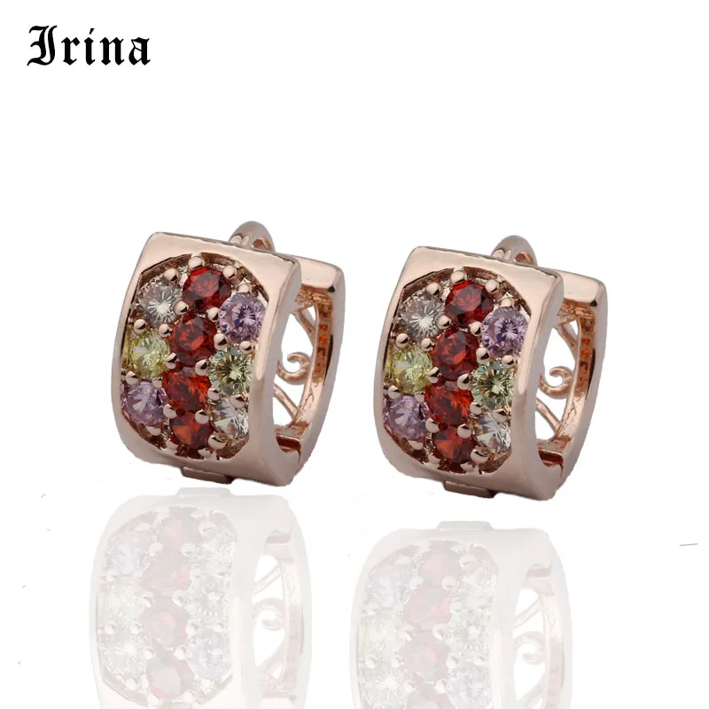 Irina 2019 новые модные круглые милые серьги для девочек 585 роза искусственная кожа