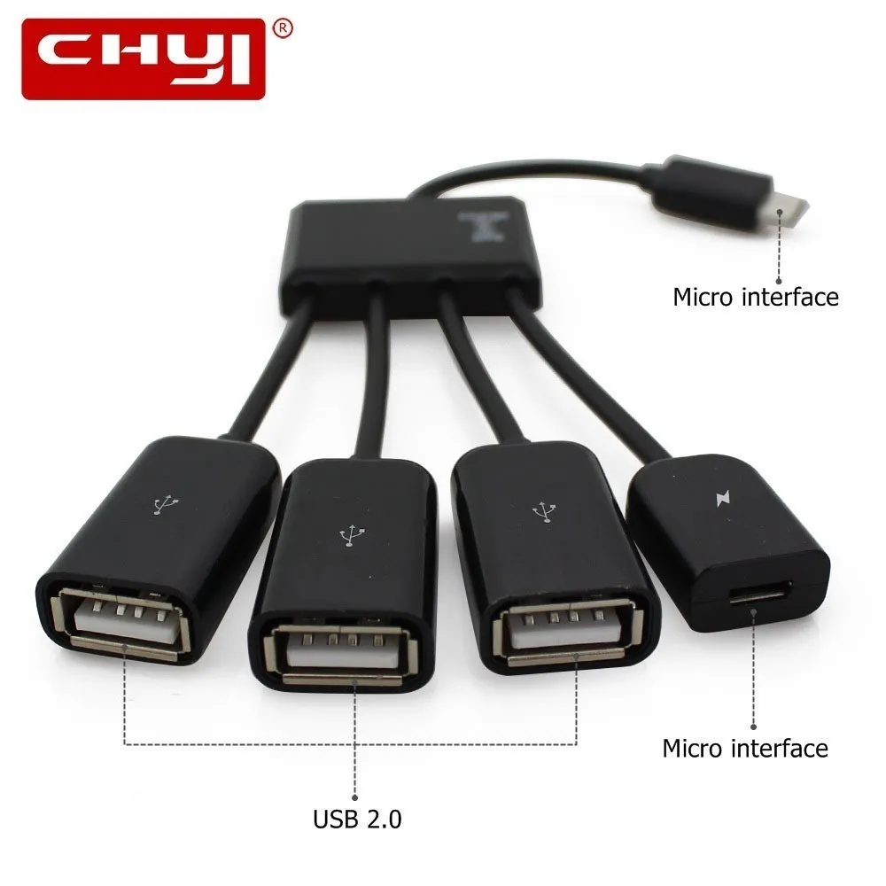 

CHYI OTG Usb Hub Micro Usb 2.0 Hab Splitter 4 In 1 Multi Port Type C Adapter Hubs Multifunction PC Accessories For Android Phone