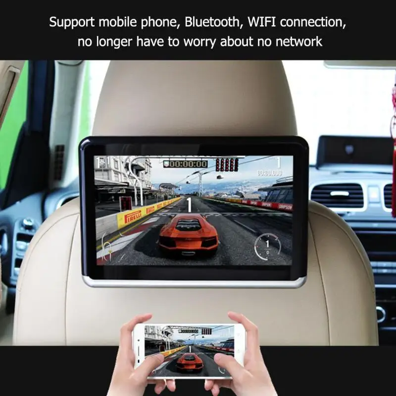 

VODOOL 10.1in Car Headrest DVD Video Monitor Android 6.0 ARM A7 Quad Core WIFI Support TF Card U Disk Bluetooth HD Video Player