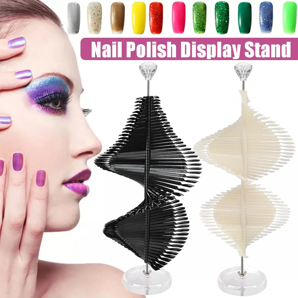 

Sailboat Shaped Nail Tips 120 Colors Card Rotating Practice Display Stand Rack Salon Show Color Card For Women Nail Art Tool
