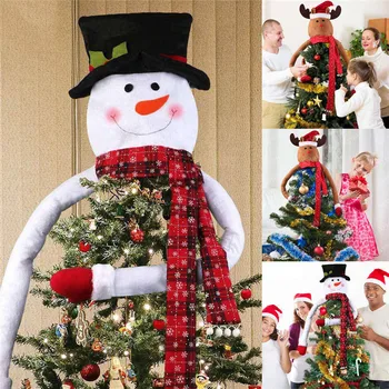 

Snowman Head Christmas Tree Topper Decoration Deer Santa Holiday XMAS Party Festive Hanging Ornament