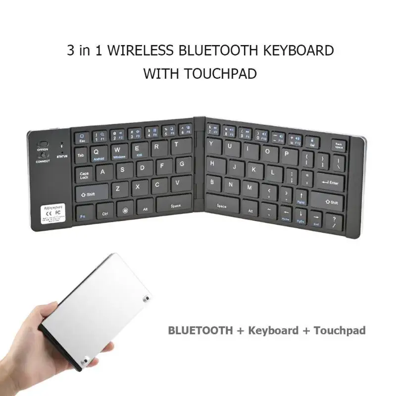 Ультра тонкая Складная Bluetooth клавиатура Беспроводная складная 69 клавиатура и клавиши для Android, IOS, Windows ноутбук планшетный ПК