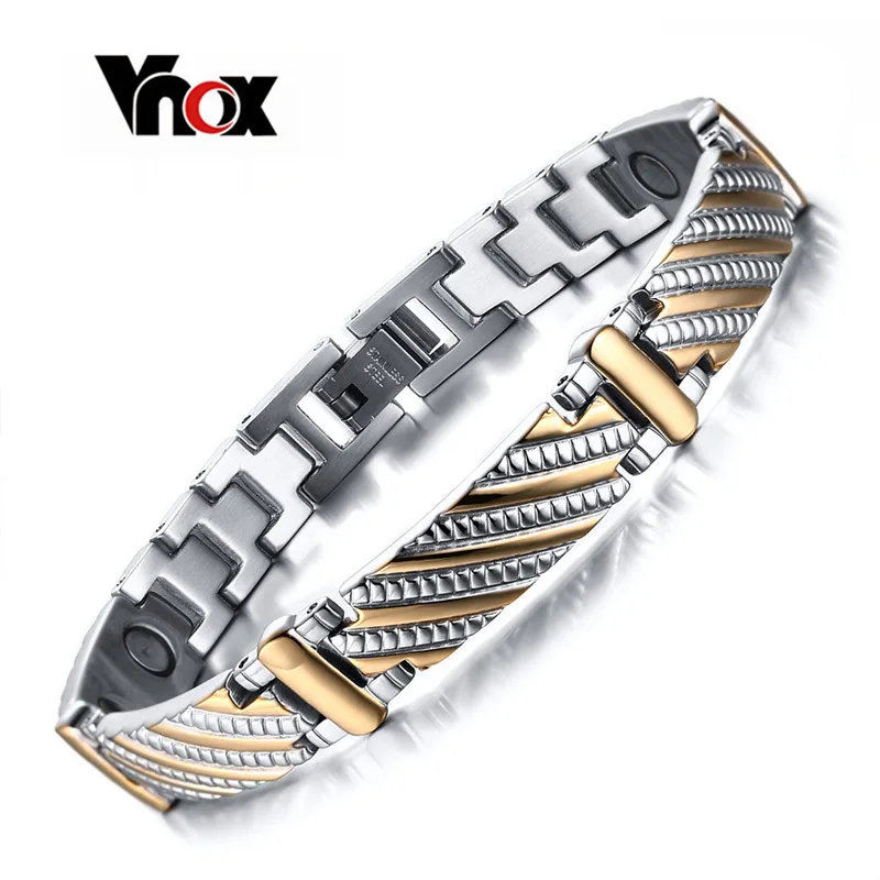 

Vnox Stainless Steel Bracelet Bangle Health Care Magnets Men's Jewelry