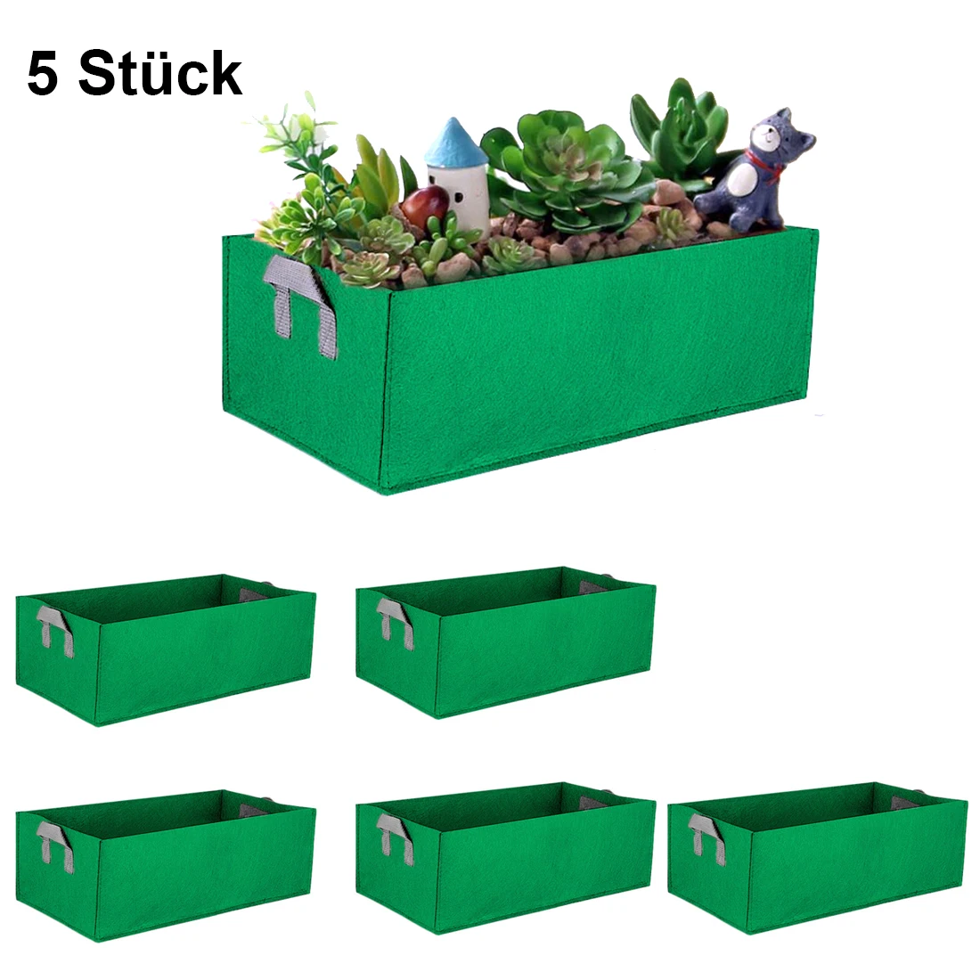 

5Pcs 60 x 30 x 20cm Square Plastic Tray Flower Grow Bag Vegetable Tomato Potato Fabric Planter Bag Garden Supplies - L