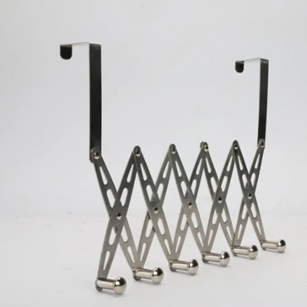 

Adeeing Door-back Seamless Stainless Steel Folding Clothes Hanger Retractable Coat Holder Hook Organizer