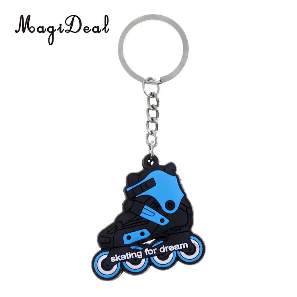 

MagiDeal Durable Plastic Blue & Black Roller Skate Pendant Decor Keychain Key Ring Key Hook Buckle for Skate Board Accessories