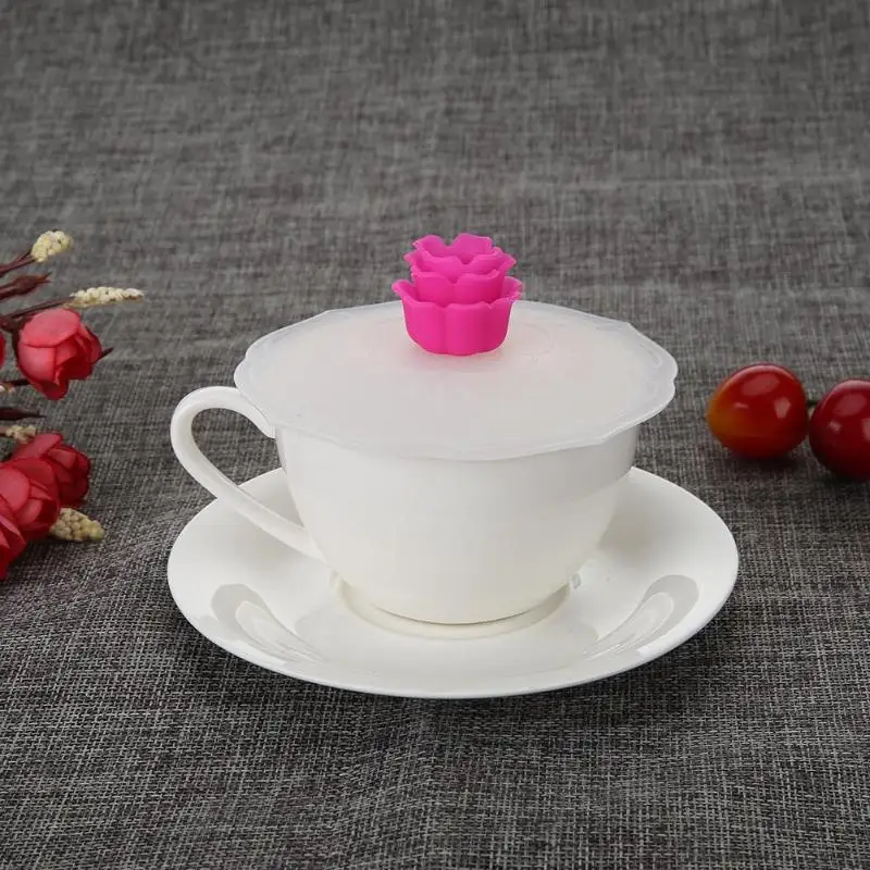 Reusable Silicone Rose Dustproof Cup Lid Leak Proof Airtight Seal Covers | Дом и сад