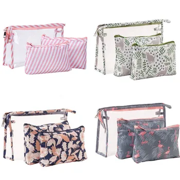 

Fashion Casual Women 3PCS Cosmetic Toiletry Travel Wash Makeup Bag PVC Holder Pouch Kits Handmade One Size For Girls