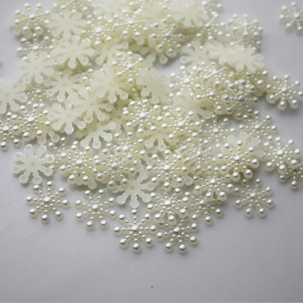 

100Pcs Pearl Snowflake Craft DIY Decoration Embellishment Christmas Wedding Decoration Christmas Card Making DIY Craft