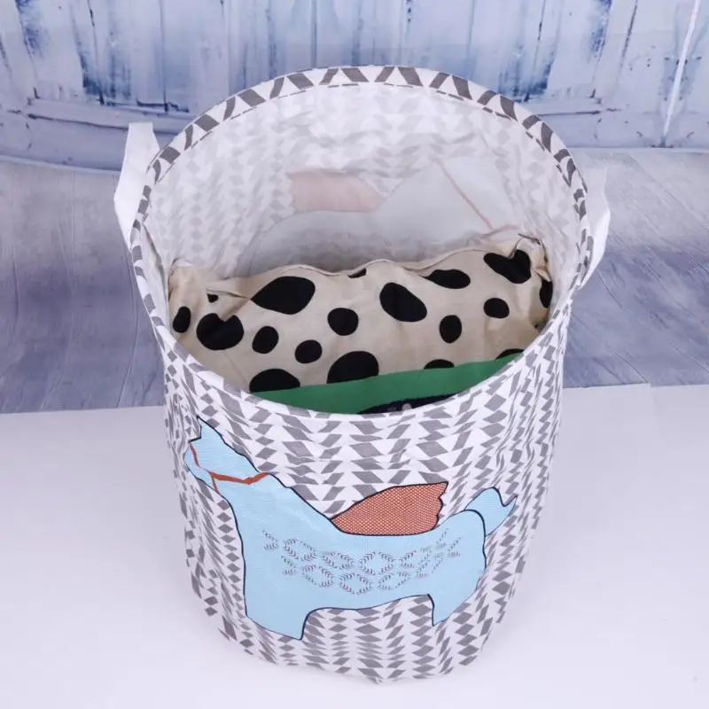 

Folding Waterproof Storage Basket Cotton Linen Super Large Stand Laundry Dirty Clothes Barrel Organizer Bin Handle Toys Box Bag