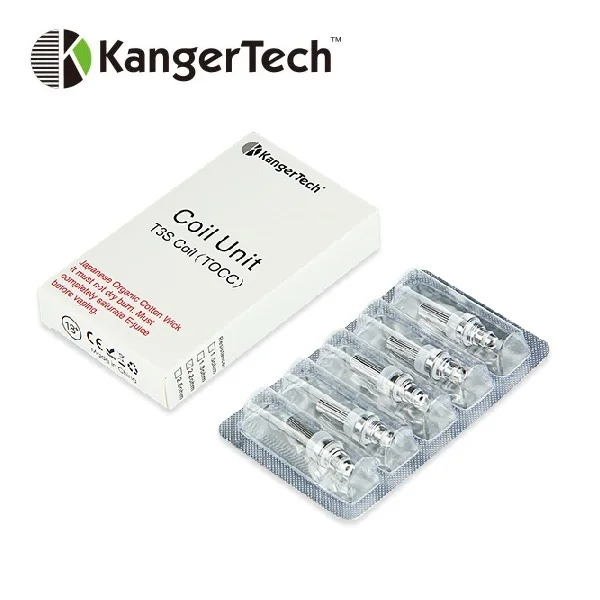 

5pcs Original KangerTech TOCC Single Coil Unit 1.5ohm/1.8ohm/2.2ohm/2.5ohm for Kanger T3S/MT3S Atomizers Cotton Wick E-cig Coils