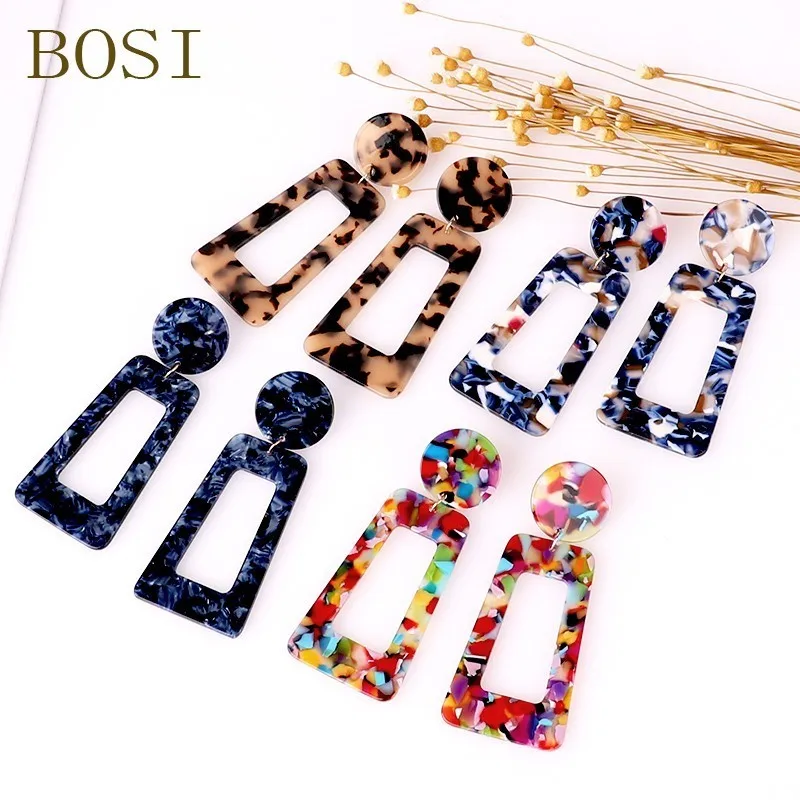 

2019 Earrings For Women Acrylic Boho Acetate Dangle Drop Earings Fashion Face Big Bohemian Accessories Geometric Leopard Summer