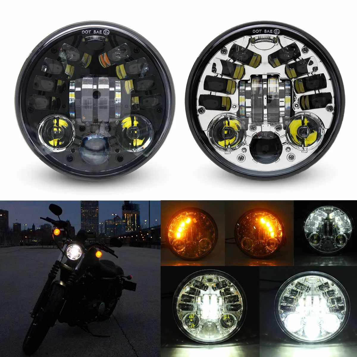 

5.75inch 12V 70W LED Headlight High Low Beam For Harley Davidson Dyna Breakout for Fatboy DOT Motorcycles