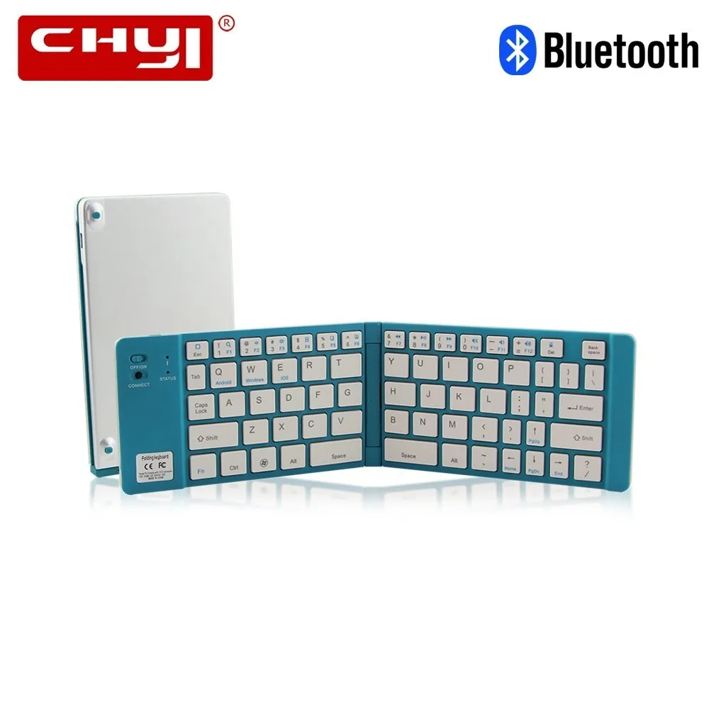

CHYI Portable Folding Bluetooth Keyboard Aluminum Foldable Wireless Travel Mini BT 3.0 Keypad for iphone ipad PC tablet phone