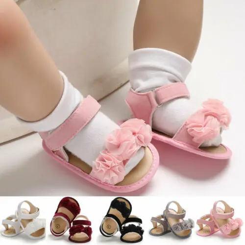 

Baby Girl Lovely Sandals Sneakers Toddler Kid Soft Crib First Walker Shoe Anti-slip lace Flower Newborn Prewalker 0-18M