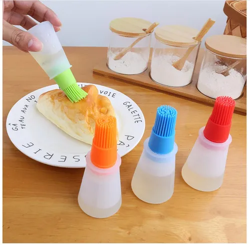 

1pc Grill Oil Bottle Brushes Tool Heat Resisting Silicone BBQ Basting Oil Brush Barbecue Cooking Pastry Oil Brushes