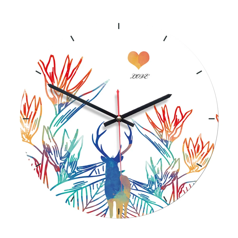

1Pc Nordic Style Clock Decorative Wooden Fairy Tale Style Round Clock Timer for Living Room Nursery Home Bedroom
