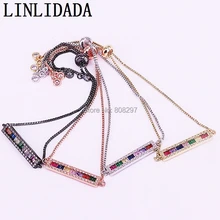 10 шт. Новые микро Pave кубического циркония Кристалл Регулируемый CZ Прямоугольник Бар браслеты для женщин или девочек