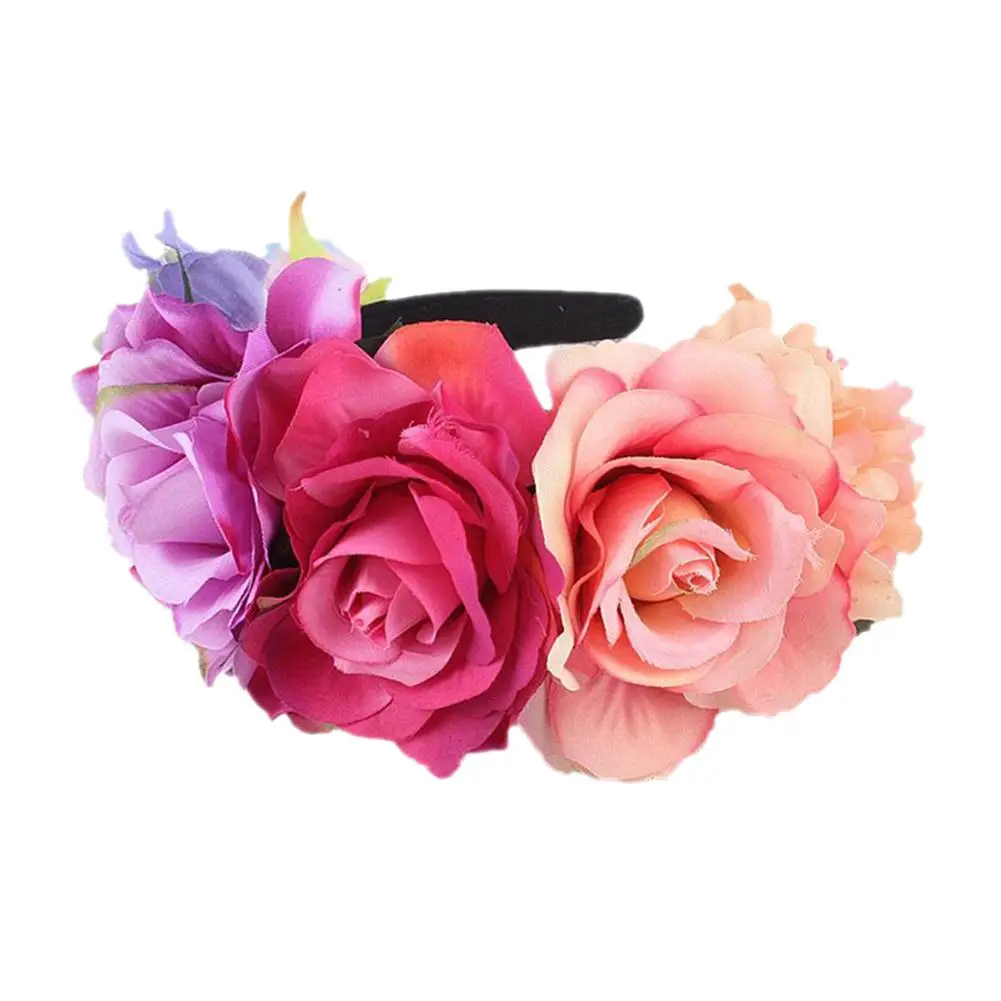 Headband Costume Rose Flower Crown Mexican Headpiece Birthday Party Decorations Kids Wedding Headwear For Bride