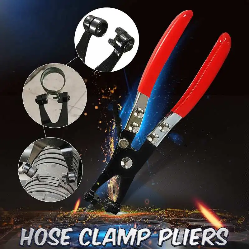 

New Automobile Removal Tool Flat Ring Type Hose Clamp Pliers Mechanics Engineer Thicker Double Dipped Handles