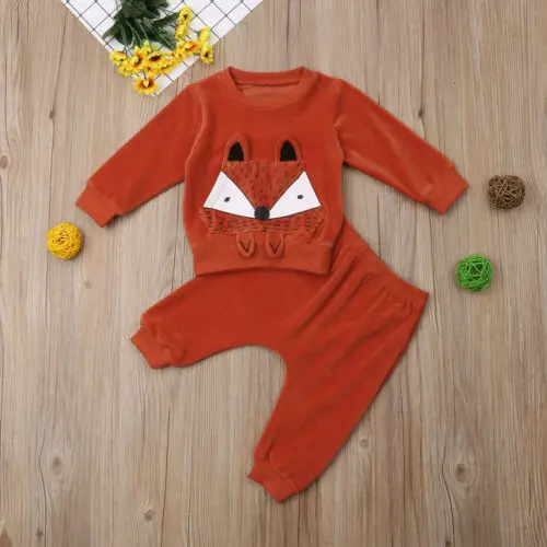 

Newborn Baby Boys Girls Long Sleeve Fox Tops T-shirt Harem Pants Outfit Clothes Support wholesale