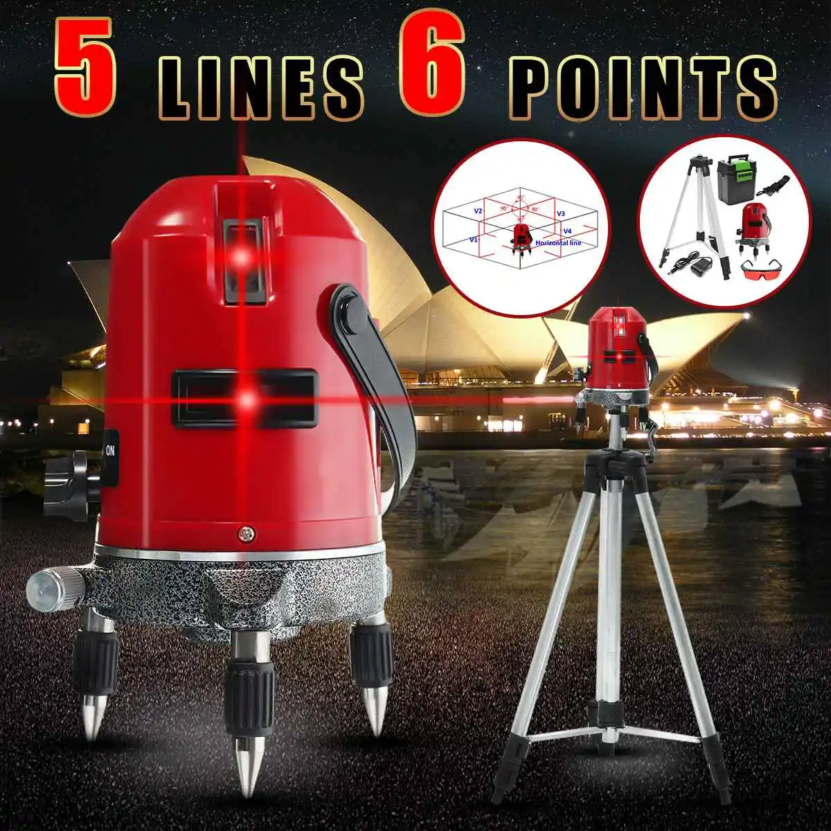 

ZEAST 5 Lines 6 Points 360 Rotary Laser Level Line Self-Leveling Vertical Horizontal Measure+Tripod Kit Drop Ship