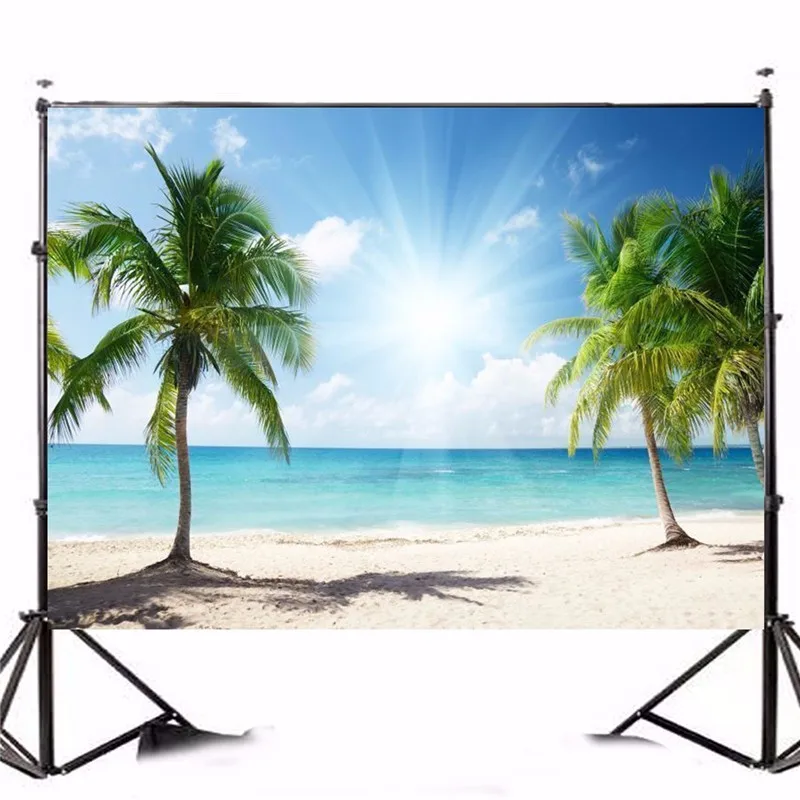 

7x5FT Vinyl Background Photography Tree Beach Sunshine Studio Photo Prop photographic Backdrop Cloth waterproof 2.1m x 1.5m