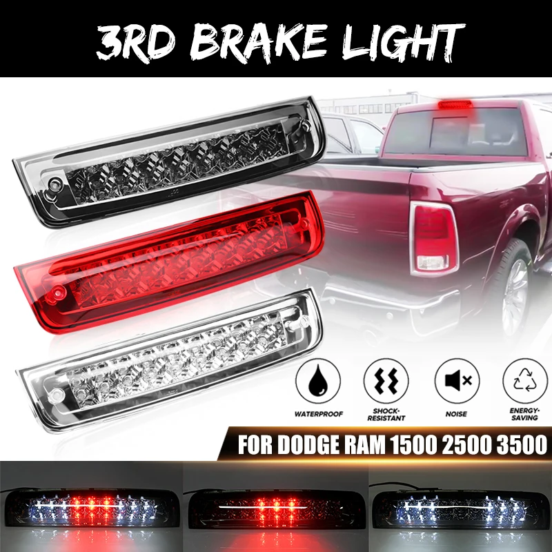 

New 3 Color Car LED Rear Brake Light Tail Light Stop Light Red Tail Lamp Blub For 2009-2017 For Dodge Ram 1500 2010-17 2500 3500