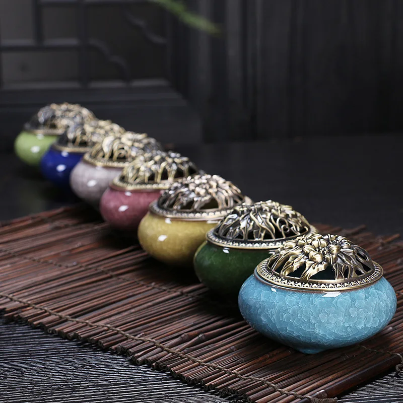 

ERMAKOVA Ceramic Incense Burners Portable Porcelain Censer Buddhism Incense Holder Home Teahouse Yoga Studio Incense Gift