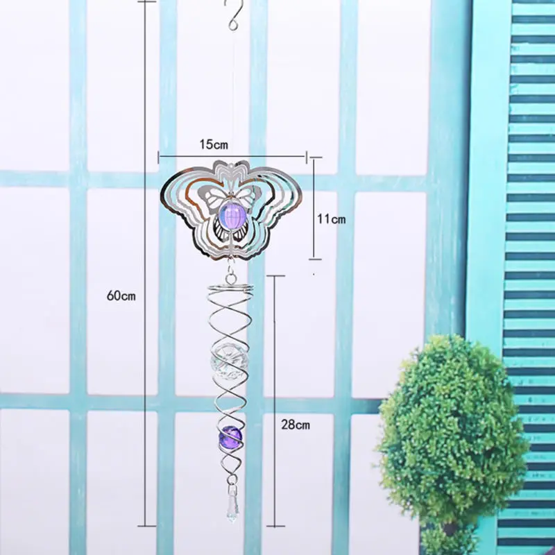 

Wind Chimes Spinner Spiral Rotating Crystal Ball Windchime Church Yard Decor
