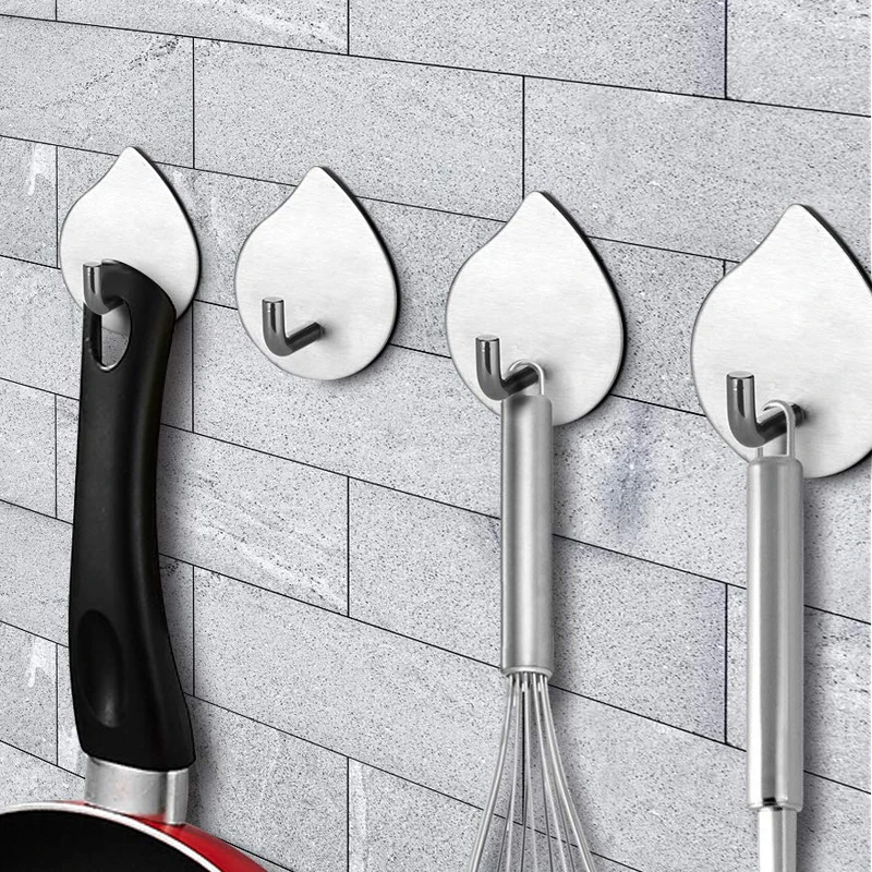 

Stainless Steel Towel Hooks Kitchen Tools Hook Heavy Duty Hanging Clothes Key and Bath Tools Water Drop Hook