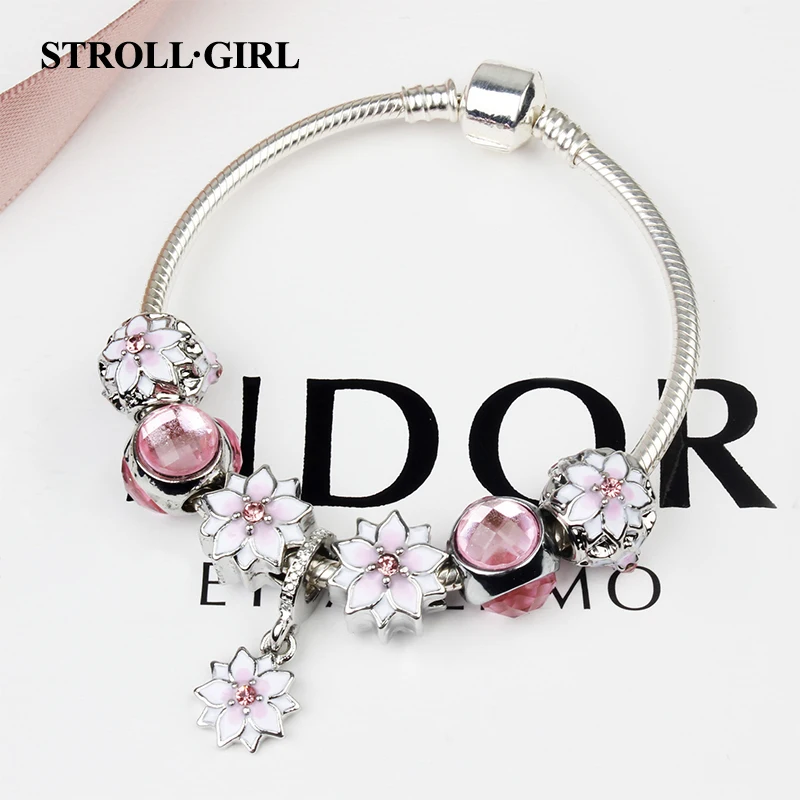 Strollgirl Новое поступление браслет с магнолией Европа и Америка личность творческий DIY браслет из ювелирного сплава аксессуары для подарка